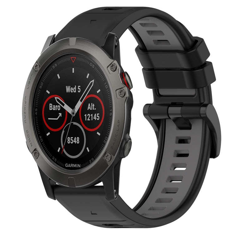 For Garmin Fenix 5X Sapphire Sports Two-Color 26mm Silicone Watch Band(Black+Grey)