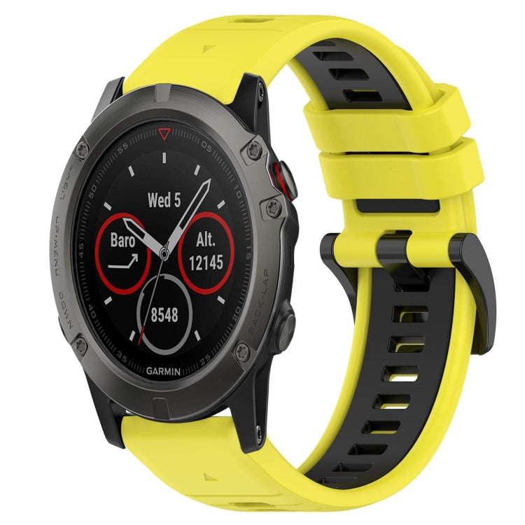 For Garmin Fenix 5X Sapphire Sports Two-Color 26mm Silicone Watch Band(Yellow+Black)