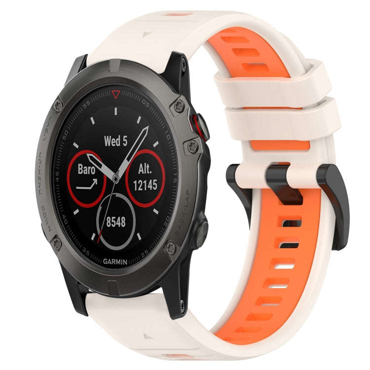 For Garmin Fenix 5X Sapphire Sports Two-Color 26mm Silicone Watch Band(Starlight+Orange)