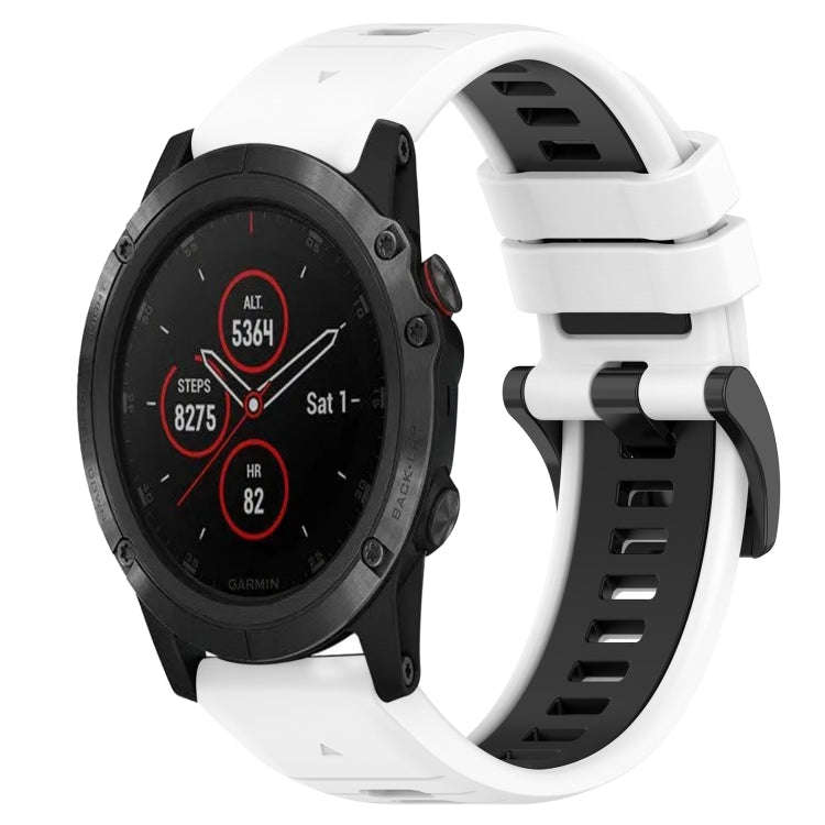 For Garmin Fenix 5X Plus Sports Two-Color 26mm Silicone Watch Band(White+Black)