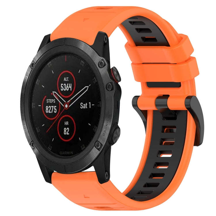 For Garmin Fenix 5X Plus Sports Two-Color 26mm Silicone Watch Band(Orange+Black)