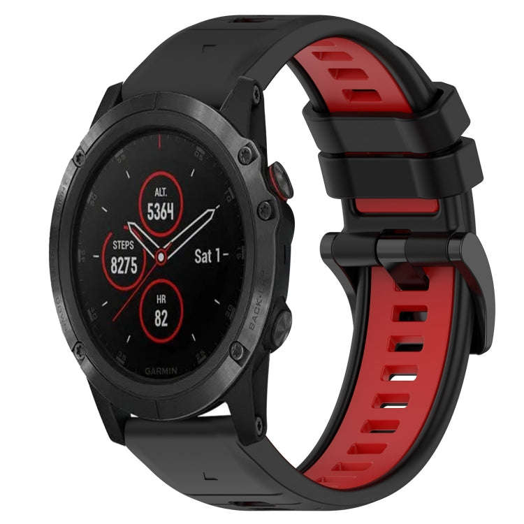 For Garmin Fenix 5X Plus Sports Two-Color 26mm Silicone Watch Band(Black+Red)