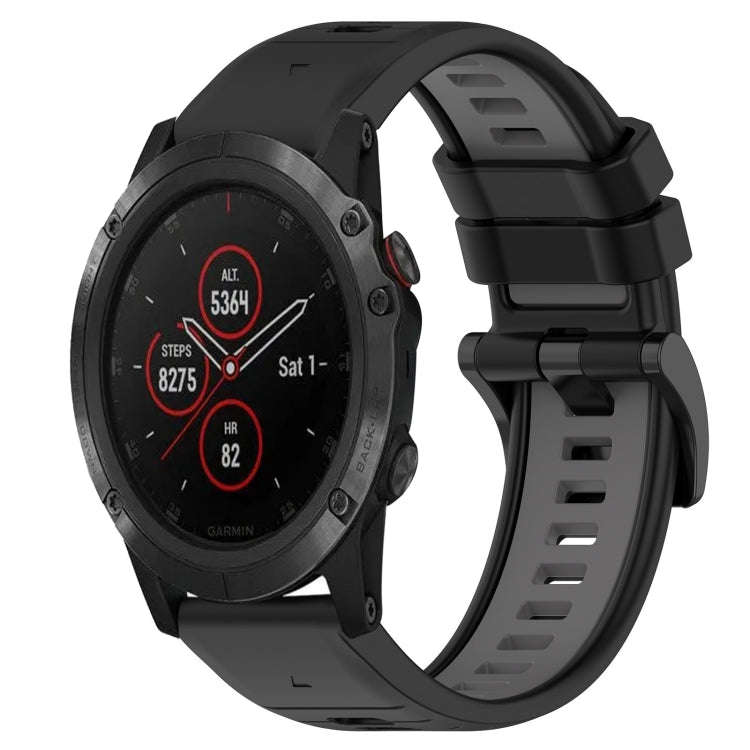 For Garmin Fenix 5X Plus Sports Two-Color 26mm Silicone Watch Band(Black+Grey)