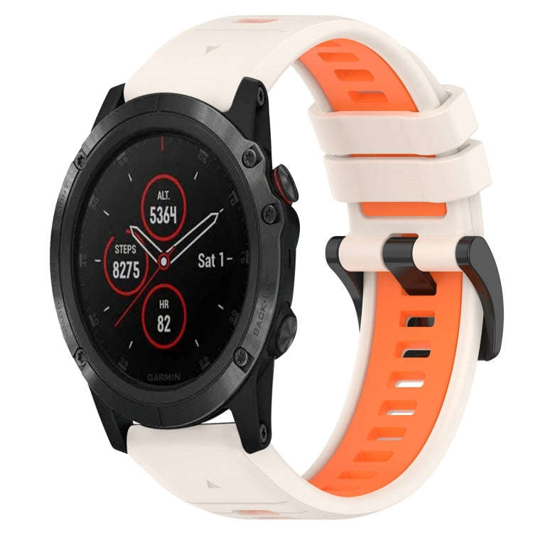 For Garmin Fenix 5X Plus Sports Two-Color 26mm Silicone Watch Band(Starlight+Orange)