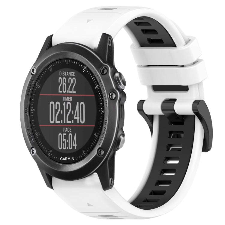 For Garmin Fenix 3 Sports Two-Color 26mm Silicone Watch Band(White+Black)