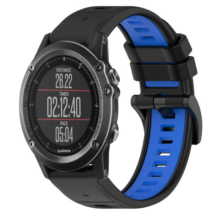 For Garmin Fenix 3 Sports Two-Color 26mm Silicone Watch Band(Black+Blue)