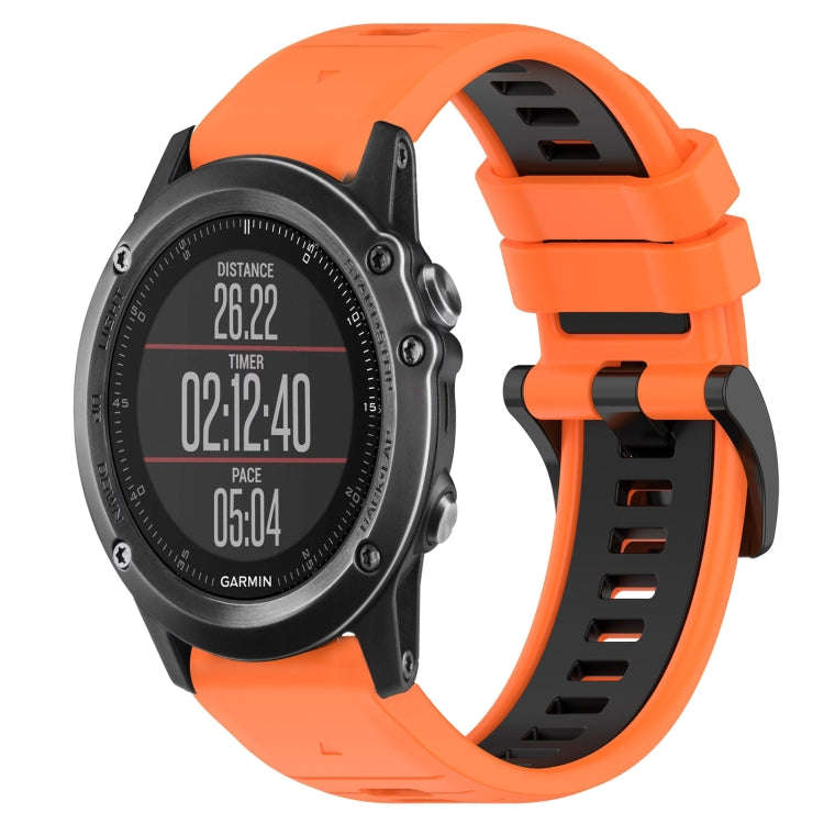 For Garmin Fenix 3 Sapphire Sports Two-Color 26mm Silicone Watch Band(Orange+Black)