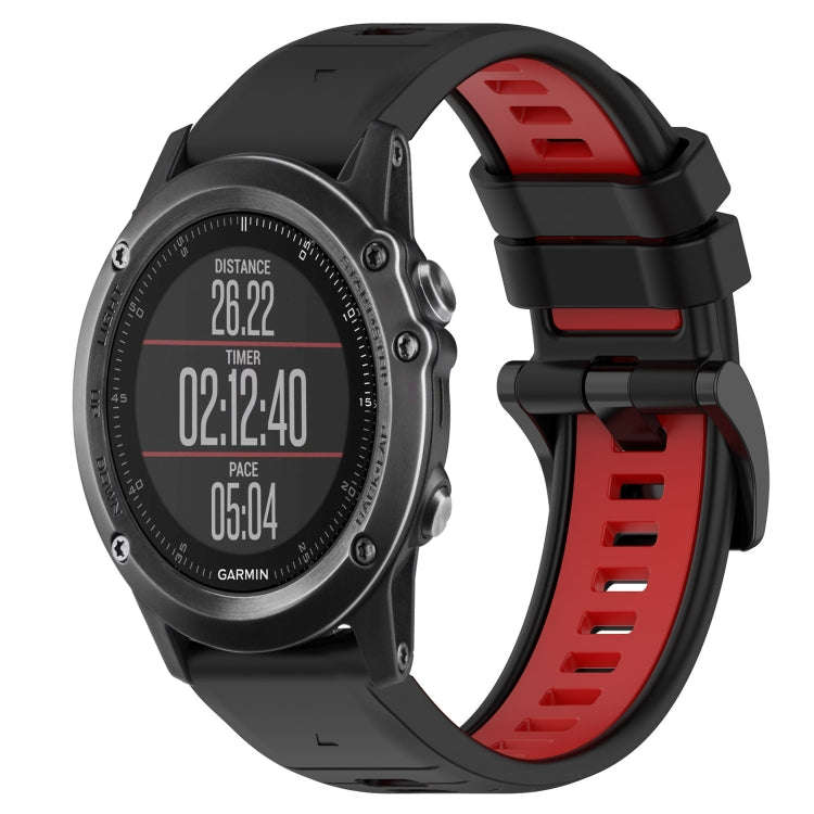For Garmin Fenix 3 Sapphire Sports Two-Color 26mm Silicone Watch Band(Black+Red)