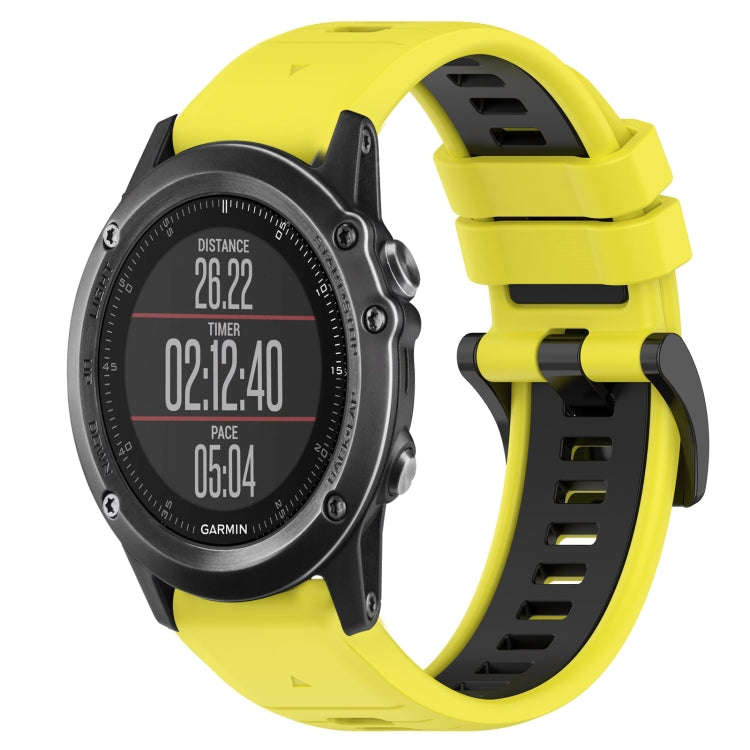 For Garmin Fenix 3 Sapphire Sports Two-Color 26mm Silicone Watch Band(Yellow+Black)