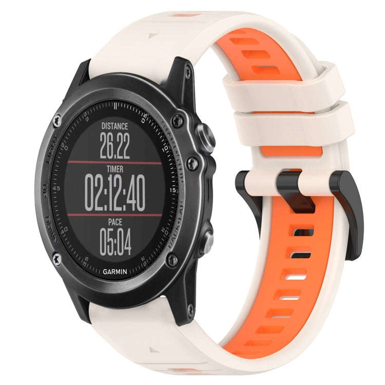 For Garmin Fenix 3 Sapphire Sports Two-Color 26mm Silicone Watch Band(Starlight+Orange)