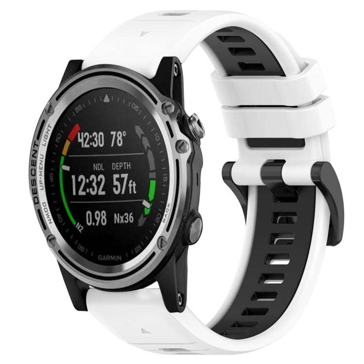 For Garmin Descent MK 1 Sports Two-Color 26mm Silicone Watch Band(White+Black)