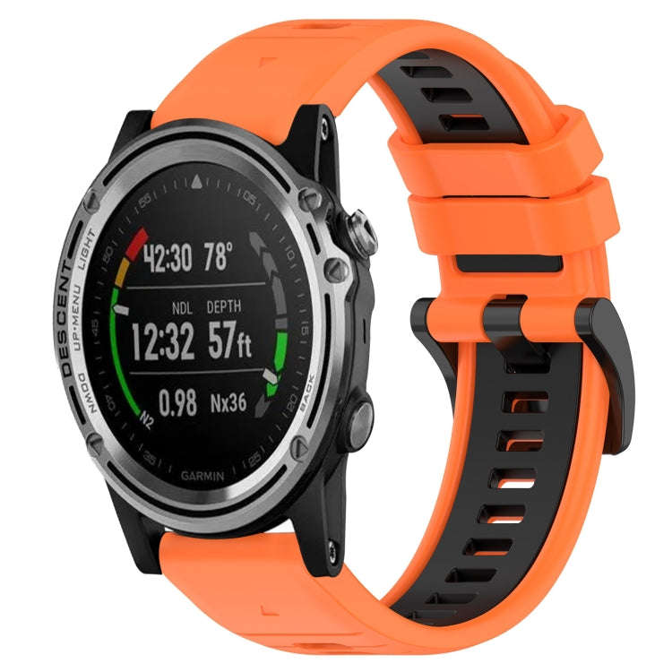 For Garmin Descent MK 1 Sports Two-Color 26mm Silicone Watch Band(Orange+Black)