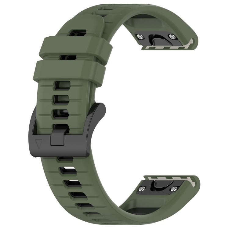 For Garmin Descent MK 1 Sports Two-Color 26mm Silicone Watch Band(Olive Green+Black)