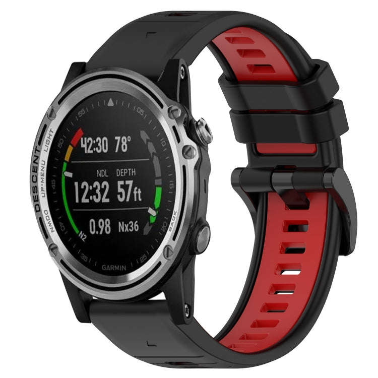 For Garmin Descent MK 1 Sports Two-Color 26mm Silicone Watch Band(Black+Red)