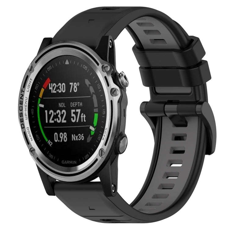 For Garmin Descent MK 1 Sports Two-Color 26mm Silicone Watch Band(Black+Grey)