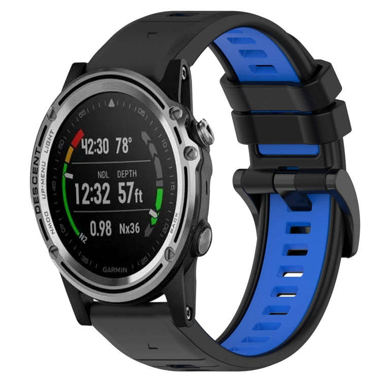 For Garmin Descent MK 1 Sports Two-Color 26mm Silicone Watch Band(Black+Blue)