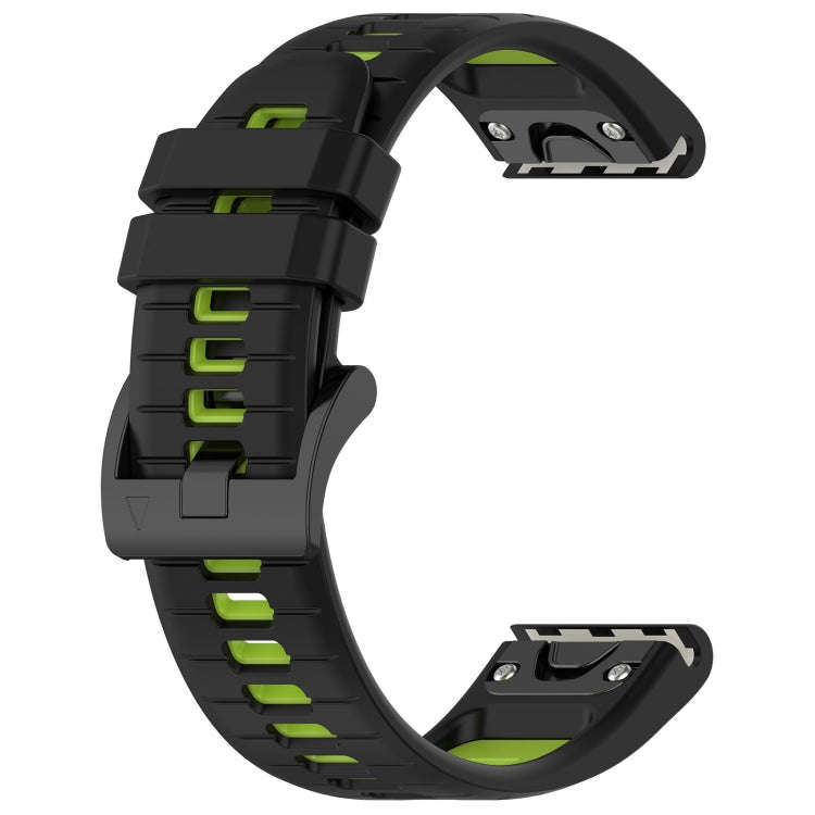 For Garmin Descent MK 1 Sports Two-Color 26mm Silicone Watch Band(Black+Lime Green)