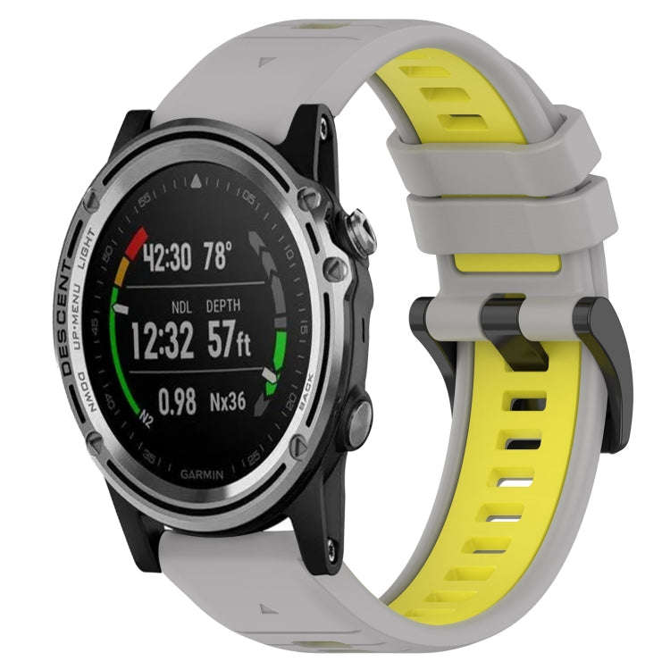 For Garmin Descent MK 1 Sports Two-Color 26mm Silicone Watch Band(Grey+Yellow)