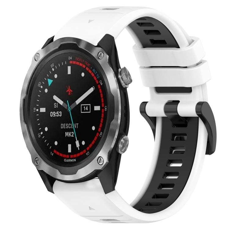 For Garmin Descent MK 2 Sports Two-Color 26mm Silicone Watch Band(White+Black)