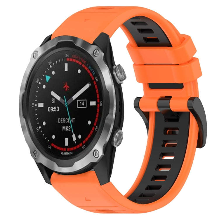 For Garmin Descent MK 2 Sports Two-Color 26mm Silicone Watch Band(Orange+Black)