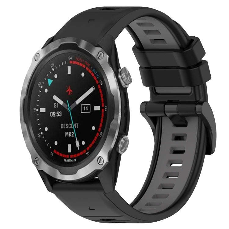 For Garmin Descent MK 2 Sports Two-Color 26mm Silicone Watch Band(Black+Grey)