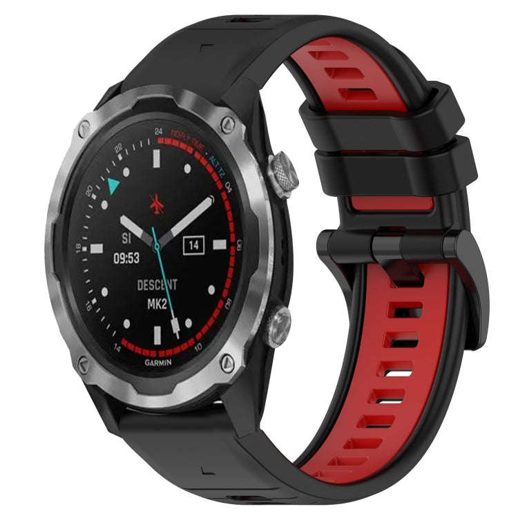 For Garmin Descent MK 2i Sports Two-Color 26mm Silicone Watch Band(Black+Red)