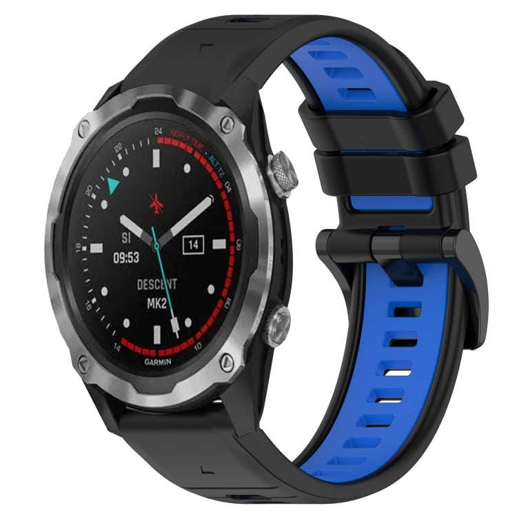 For Garmin Descent MK 2i Sports Two-Color 26mm Silicone Watch Band(Black+Blue)