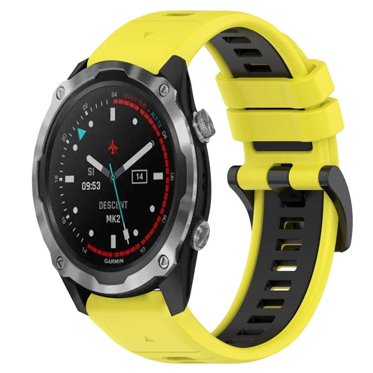 For Garmin Descent MK 2i Sports Two-Color 26mm Silicone Watch Band(Yellow+Black)