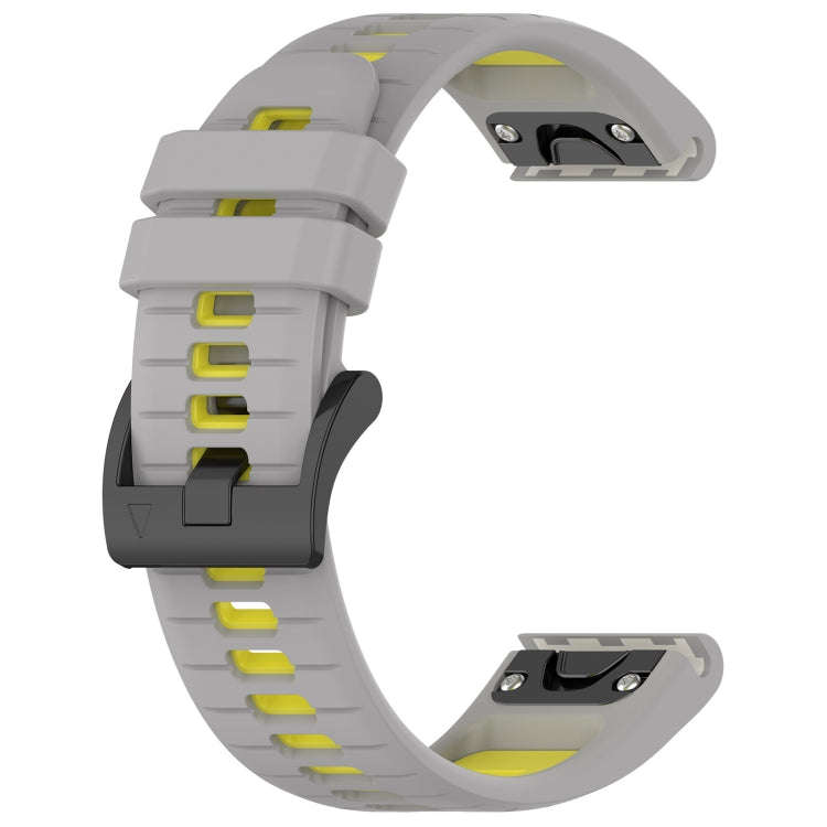 For Garmin Descent MK 2i Sports Two-Color 26mm Silicone Watch Band(Grey+Yellow)