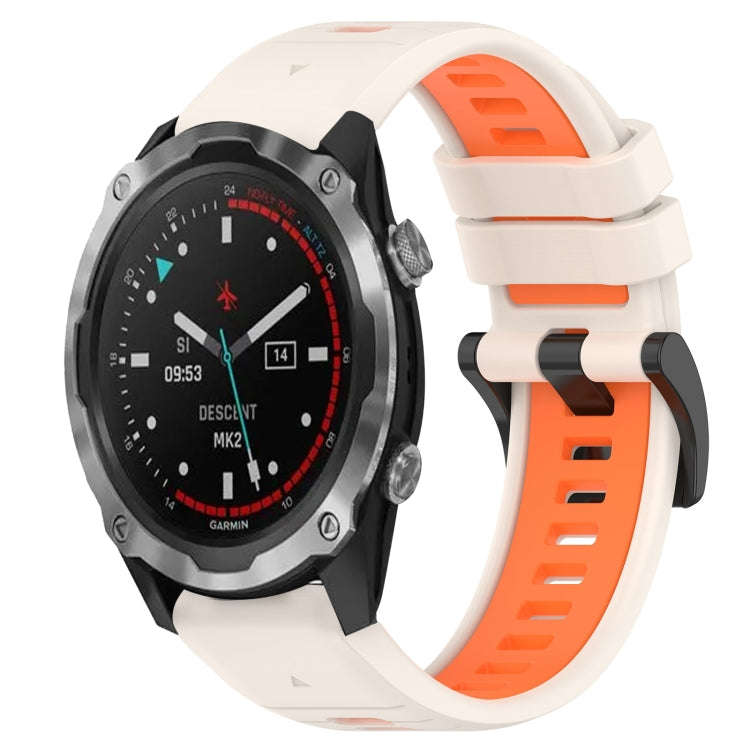 For Garmin Descent MK 2i Sports Two-Color 26mm Silicone Watch Band(Starlight+Orange)