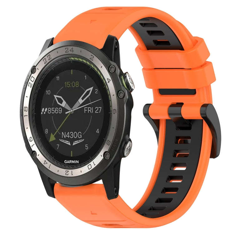For Garmin D2 Charlie Sports Two-Color 26mm Silicone Watch Band(Orange+Black)