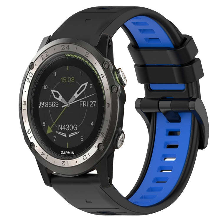 For Garmin D2 Charlie Sports Two-Color 26mm Silicone Watch Band(Black+Blue)