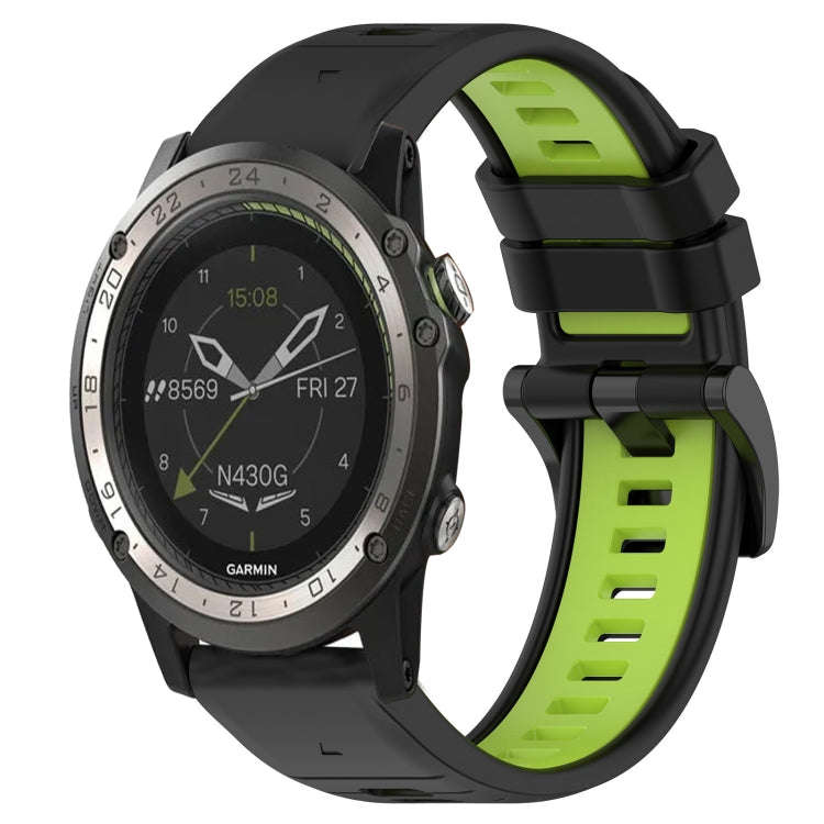 For Garmin D2 Charlie Sports Two-Color 26mm Silicone Watch Band(Black+Lime Green)