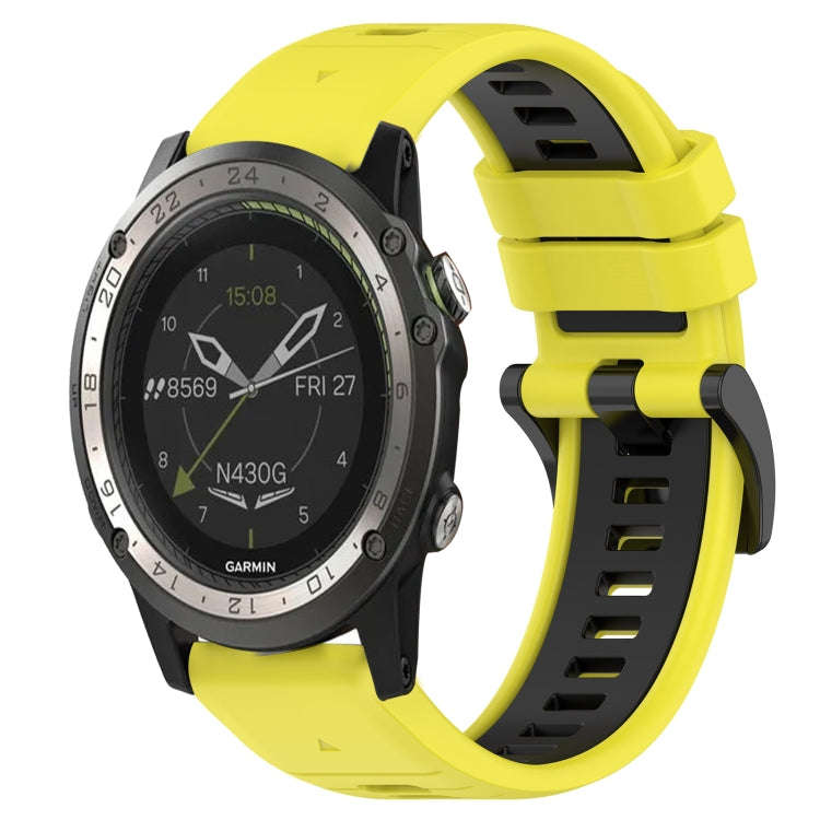 For Garmin D2 Charlie Sports Two-Color 26mm Silicone Watch Band(Yellow+Black)