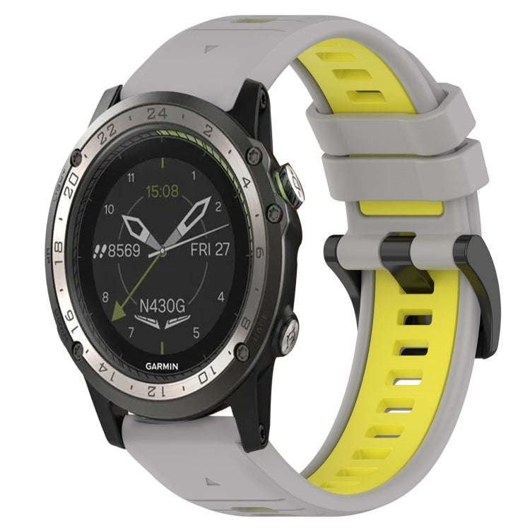 For Garmin D2 Charlie Sports Two-Color 26mm Silicone Watch Band(Grey+Yellow)