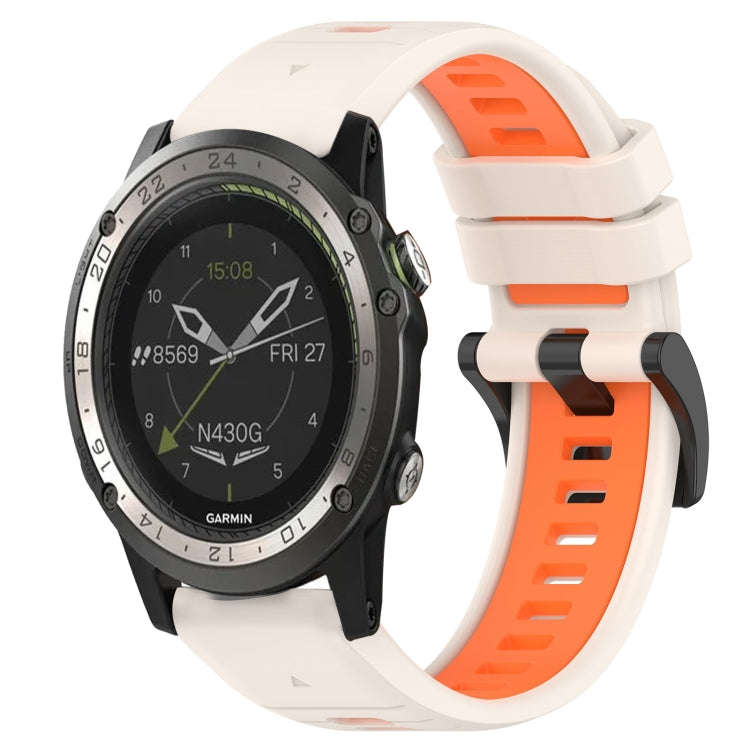 For Garmin D2 Charlie Sports Two-Color 26mm Silicone Watch Band(Starlight+Orange)