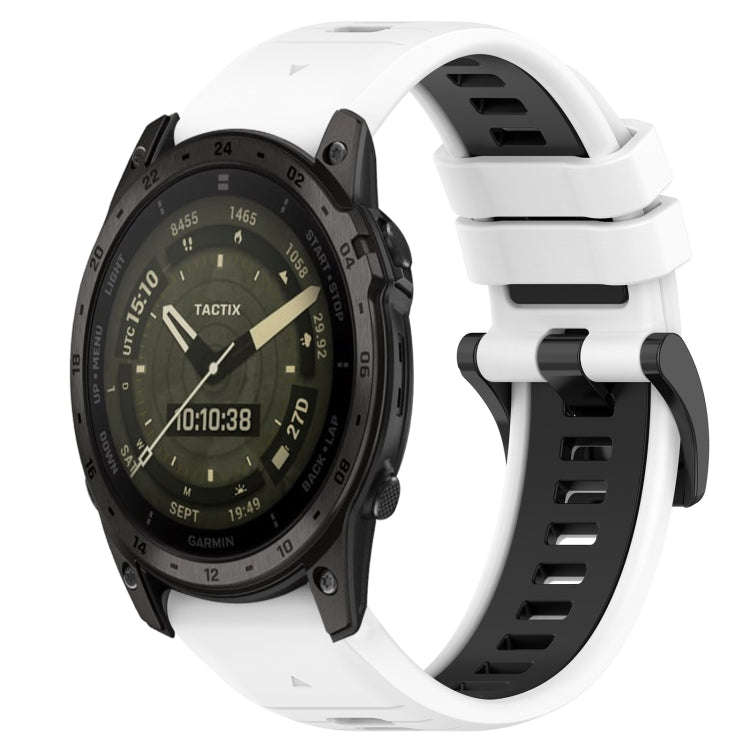 For Garmin Tactix 7 AMOLED Sports Two-Color 26mm Silicone Watch Band(White+Black)