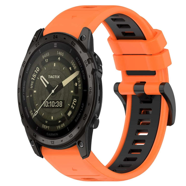 For Garmin Tactix 7 AMOLED Sports Two-Color 26mm Silicone Watch Band(Orange+Black)