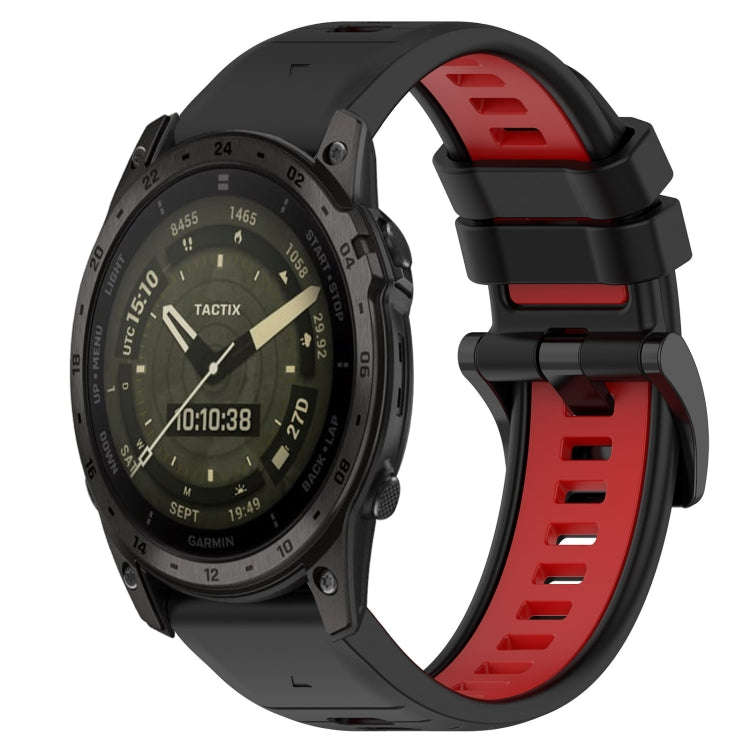 For Garmin Tactix 7 AMOLED Sports Two-Color 26mm Silicone Watch Band(Black+Red)