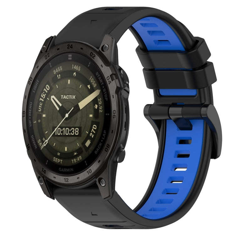 For Garmin Tactix 7 AMOLED Sports Two-Color 26mm Silicone Watch Band(Black+Blue)