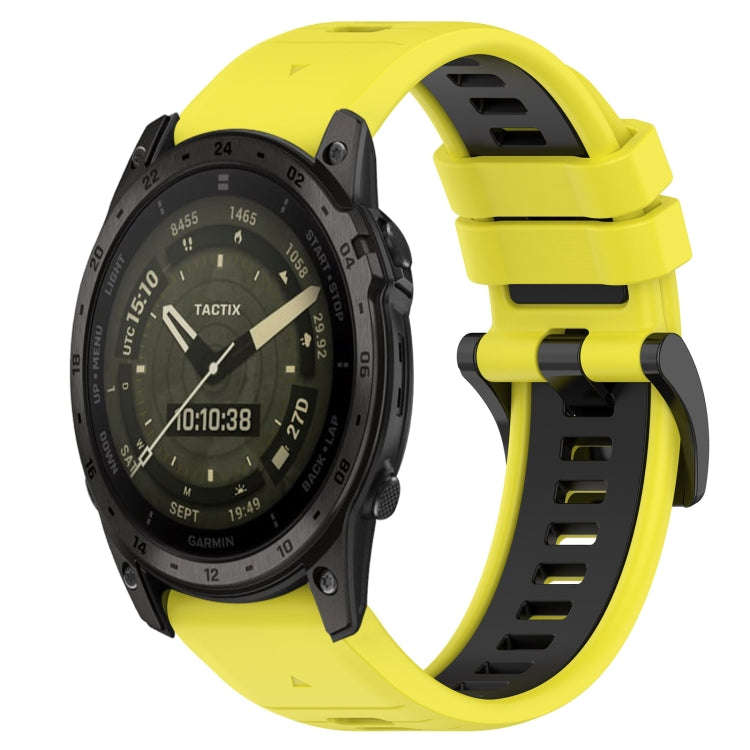 For Garmin Tactix 7 AMOLED Sports Two-Color 26mm Silicone Watch Band(Yellow+Black)