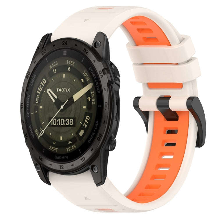 For Garmin Tactix 7 AMOLED Sports Two-Color 26mm Silicone Watch Band(Starlight+Orange)