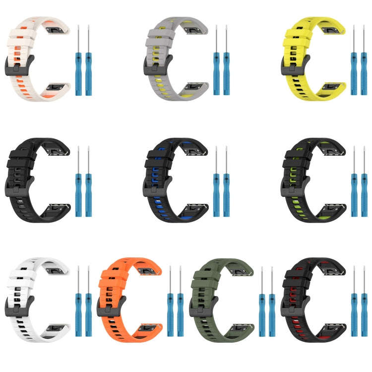 For Garmin Descent MK 2i Sports Two-Color 26mm Silicone Watch Band(Grey+Yellow)