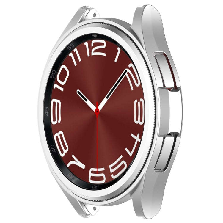 For Samsung Galaxy Watch 6 Classic 43mm Half Coverage Hollow PC Watch Protective Case(Silver)