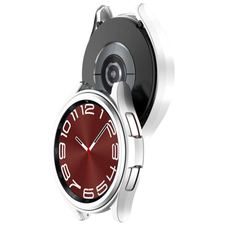 For Samsung Galaxy Watch 6 Classic 43mm Half Coverage Hollow PC Watch Protective Case(Silver)