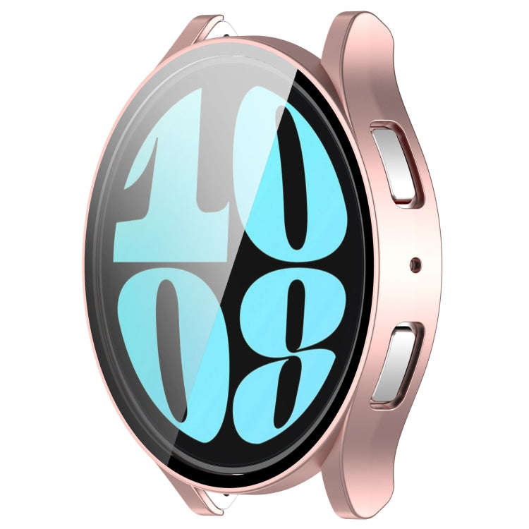 For Samsung Galaxy Watch6 40mm PC + Tempered Film Integrated Watch Protective Case(Rose Gold)