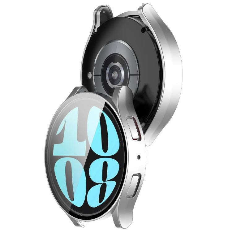 For Samsung Galaxy Watch6 40mm PC + Tempered Film Integrated Watch Protective Case(Silver)