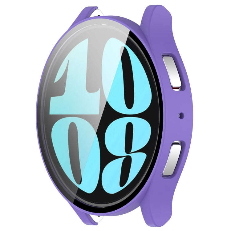 For Samsung Galaxy Watch6 40mm PC + Tempered Film Integrated Watch Protective Case(Purple)