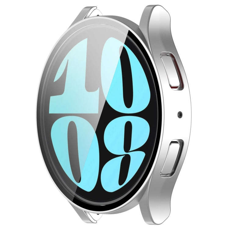 For Samsung Galaxy Watch6 44mm PC + Tempered Film Integrated Watch Protective Case(Silver)