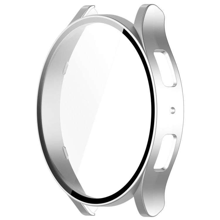 For Samsung Galaxy Watch6 44mm PC + Tempered Film Integrated Watch Protective Case(Silver)